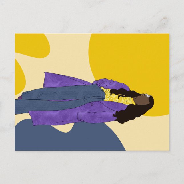 Cartão Postal Glória Sunshine - Arte Negra Única Feita à Mão (Frente)