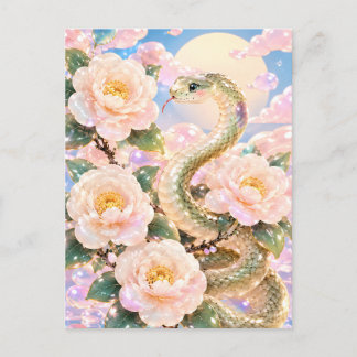 Cartão Postal Glossy Snake Floral Art