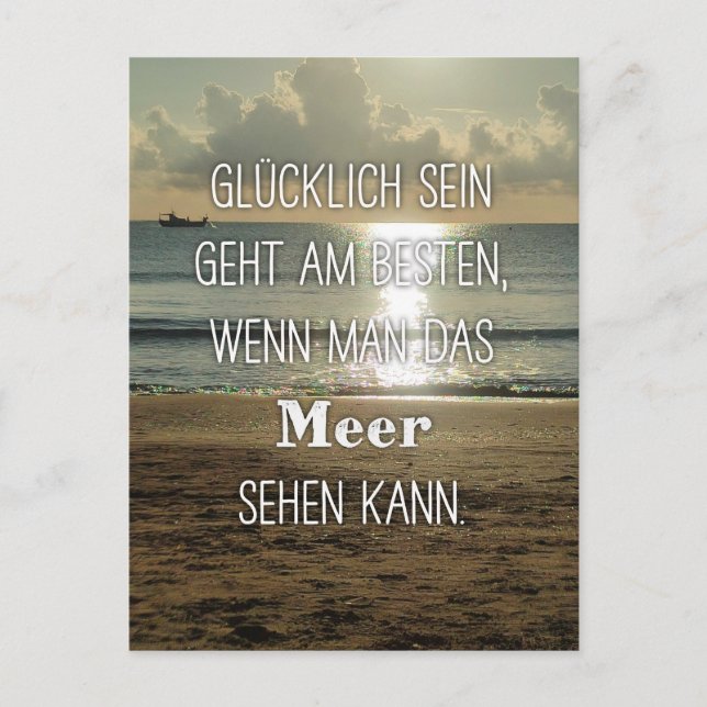 Cartão Postal Glücklich sein am Meer (Frente)