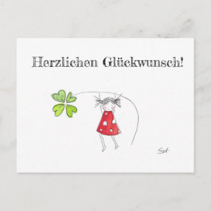 Cartão Postal Glückwünsche, Glück, Kleeblatt, Grußkarte, Herz