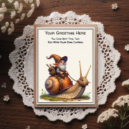 Cartão Postal Gnome de Qualquer Ocasião e Livro de Histórias do 