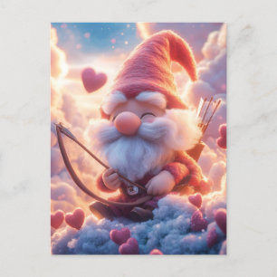 Cartão Postal Gnome do Dia de os namorados Adorável com Arco e S