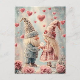 Cartão Postal Gnome Romance: Casal Gnome do Dia de os namorados