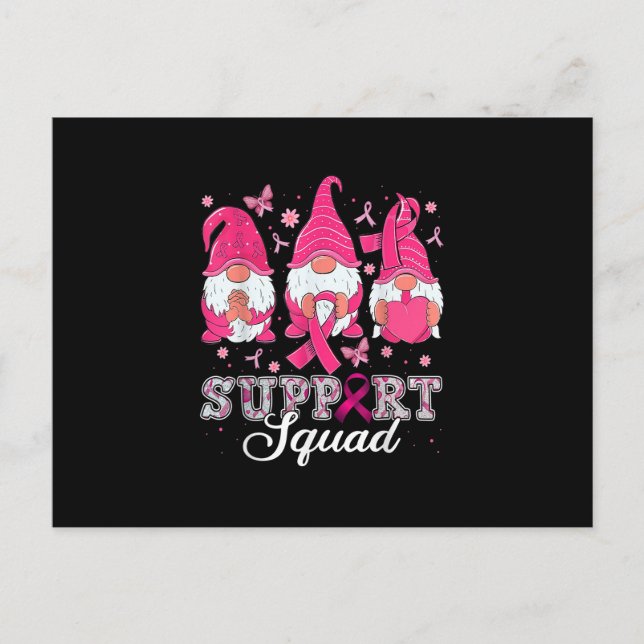 Cartão Postal Gnome Support Squad Breast Cancer Awareness Gnomie (Frente)