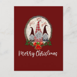 Cartão Postal Gnômes de Natal Alegres Vermelhos, Rústicos, Xadre