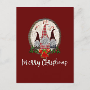 Cartão Postal Gnômes de Natal Alegres Vermelhos, Rústicos, Xadre