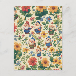 Cartão Postal Gnomo a floresce design