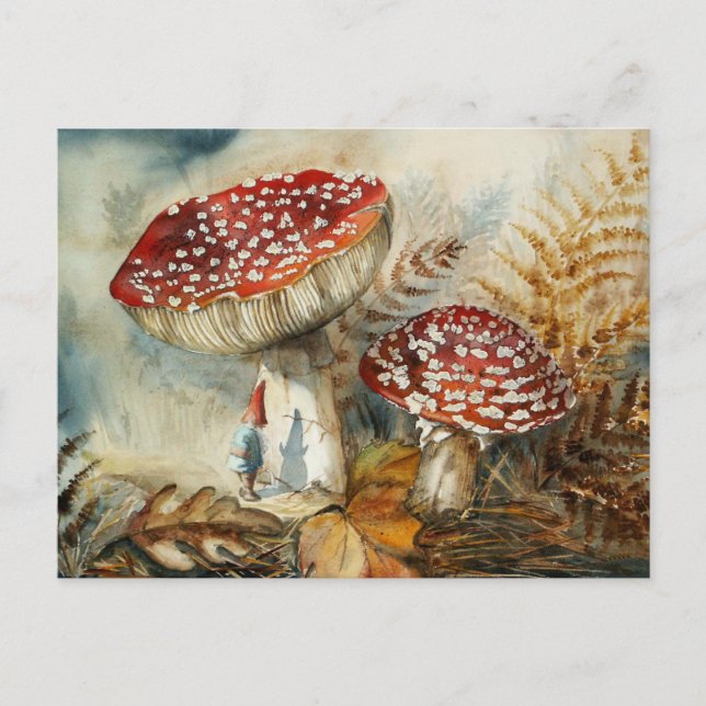 Cartão Postal gnomo aquarela (Frente)