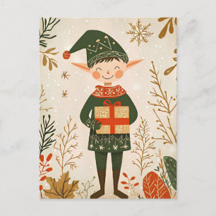 Cartão Postal Gnomo bonitinho Festivo Saudação de Natal
