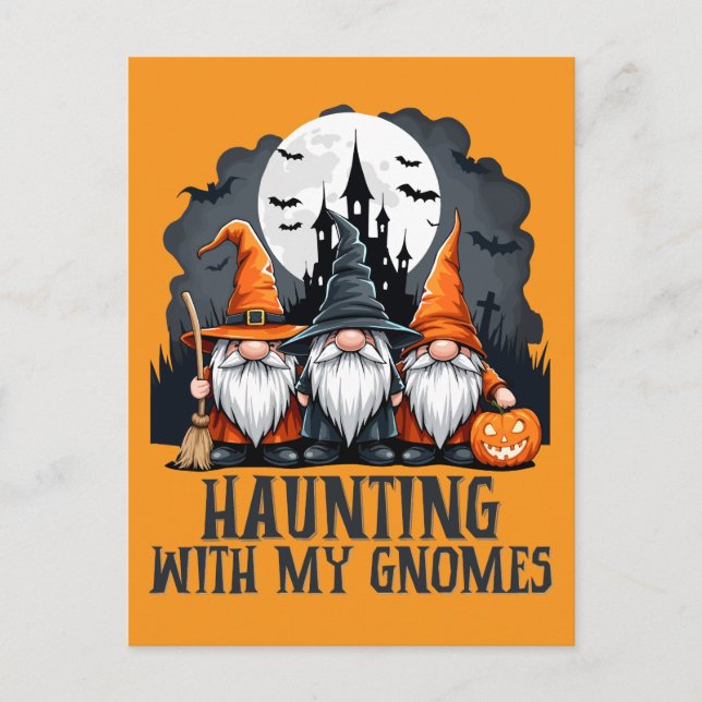 Cartão Postal Gnomo de Bruxa de Casa Assombrada de Halloween Ant (Frente)
