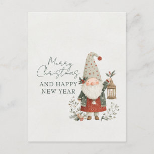 Cartão Postal Gnomo de Natal Fofo Minimalista