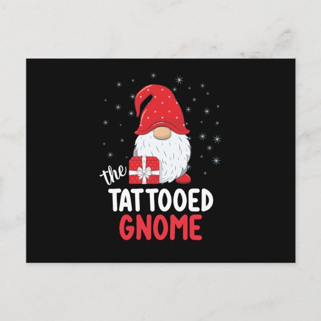 Cartão Postal Gnomo Fofo Tatuado de Natal (Frente)
