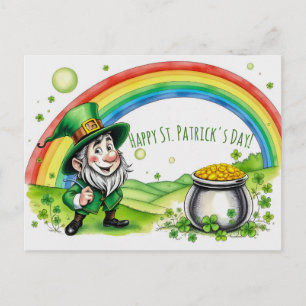 Cartão Postal Gnomo Leprechaun Personalizado Dia de São Patrício