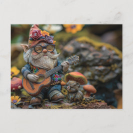 Cartão Postal Gnomo musical bonito tocando guitarra