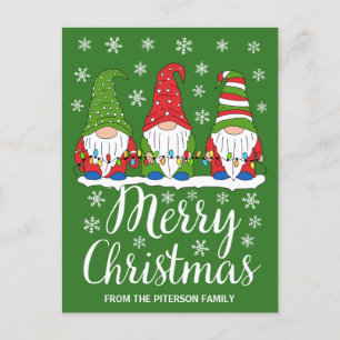 Cartão Postal Gnomos Cons Felizes Natal