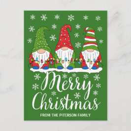 Cartão Postal Gnomos Cons Felizes Natal