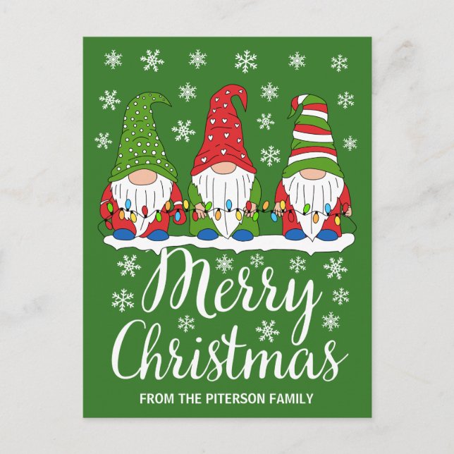 Cartão Postal Gnomos Cons Felizes Natal (Frente)