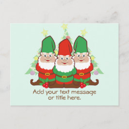 Cartão Postal Gnomos de Natal Adicionam Seu Texto