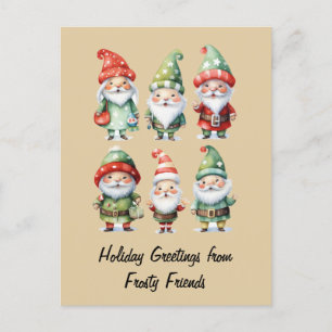 Cartão Postal Gnomos Espalhando Alegria Invernal