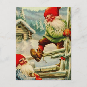 Cartão Postal “Gnomos sobre a cerca de madeira” por Jenny Nystro