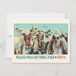 Cartão Postal Gnus in Maasai Mara National Park, Quênia