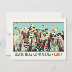 Cartão Postal Gnus in Maasai Mara National Park, Quênia