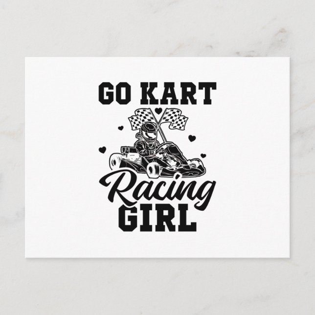 Cartão Postal Go Kart Racing Girl | Ideia Ir-Kart Driver Gift (Frente)