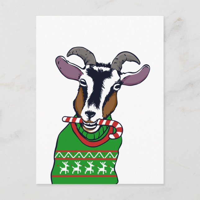 Cartão Postal Goat Christmas Sweater (Frente)