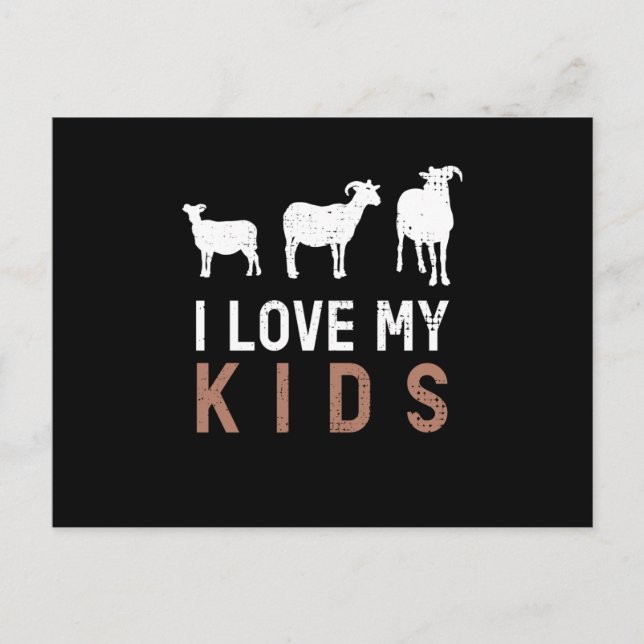 Cartão Postal Goat I Love My Kids Goats (Frente)
