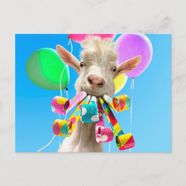 Cartão Postal Goat with Party Blowers (Frente)