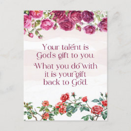 Cartão Postal Gods Gift É Seu Talento Bonito Rosa Vermelho Roxo