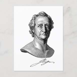 Cartão Postal Goethe Bust com Assinatura