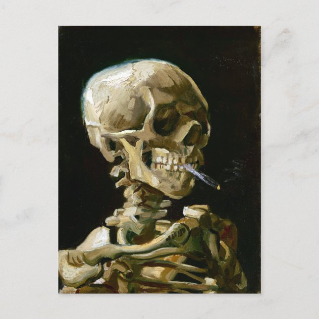Cartão Postal Gogh Head of a Skeleton with a Burning Cigarette (Frente)