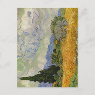 Cartão Postal Gogh, Vincent Willem van Weizenfeld mit Zypressen
