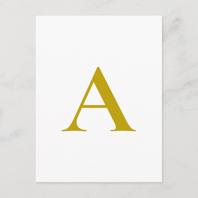 Cartão Postal Gold Color Custom Monogram Initial Letter Plain (Frente)