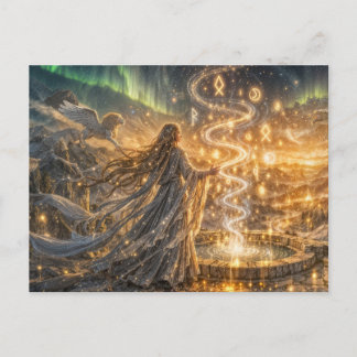 Cartão Postal Golden Elven Fantasy Light Impressionist Fantasy