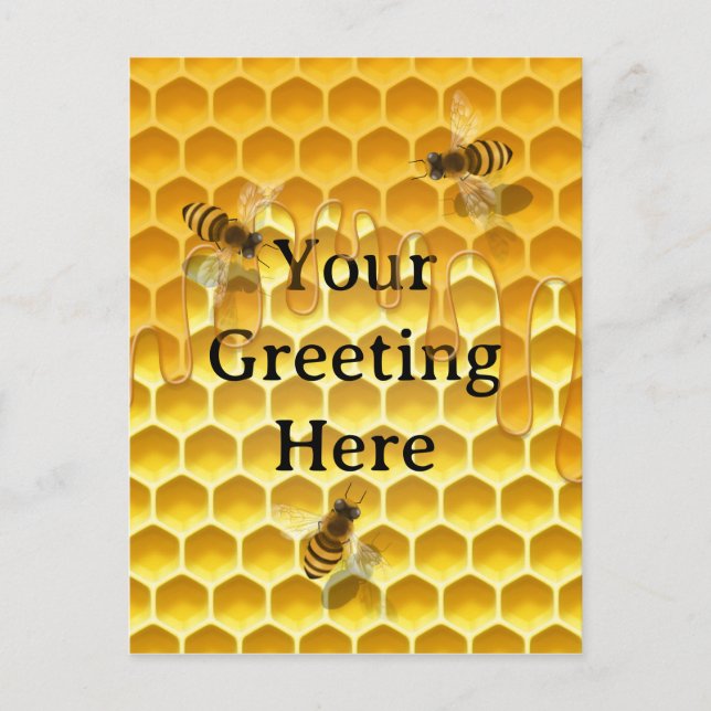 Cartão Postal Golden Honeycomb & Honeybees Custom (Frente)
