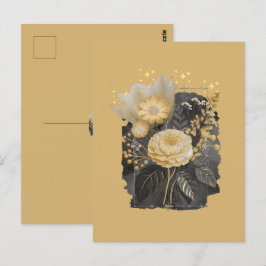 Cartão Postal Golden Magical Floral Bouquet in Silver Frame