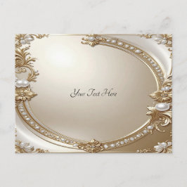 Cartão Postal Golden Ornate Frame with Pearls Postcard