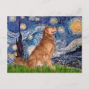 Cartão Postal Golden Retriever 3 - Noite Estrelada