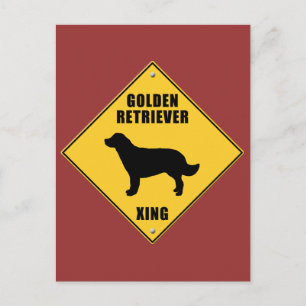 Cartão Postal Golden Retriever Crossing (XING) Sign