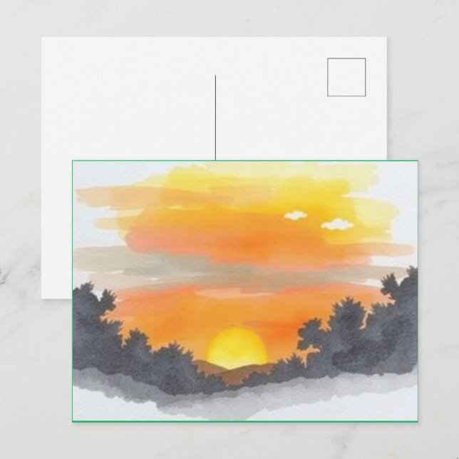 Cartão Postal Golden Sunset Horizon Scenic Postcard (Frente/Verso)