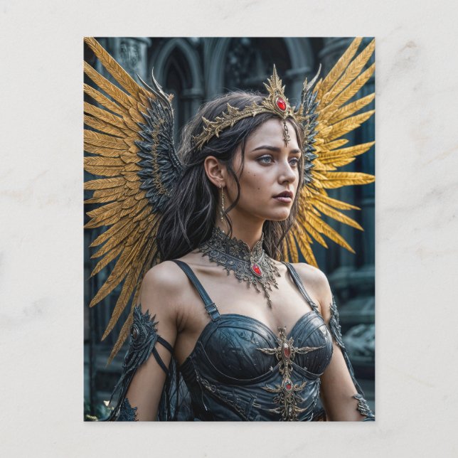 Cartão Postal Golden Winged Dark Angel Queen (Frente)