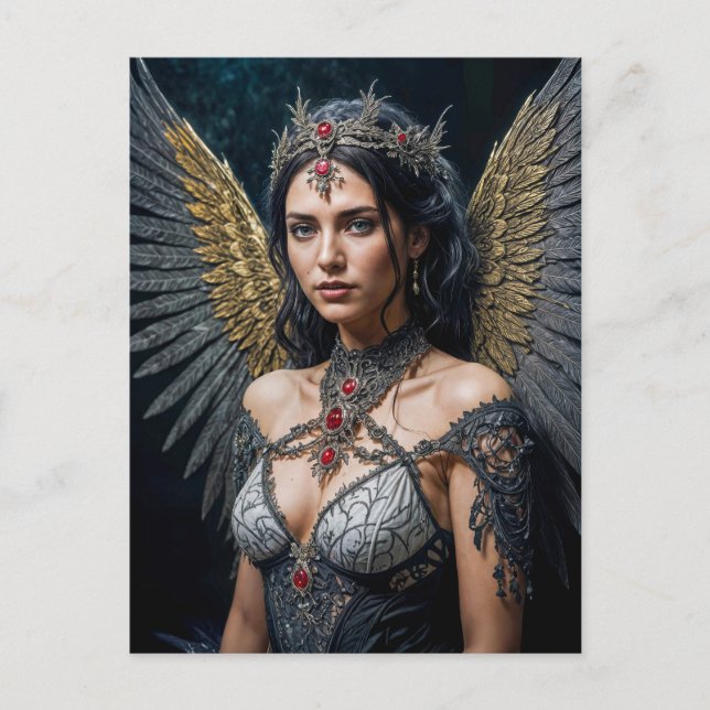 Cartão Postal Golden Winged Dark Angel Queen (Frente)
