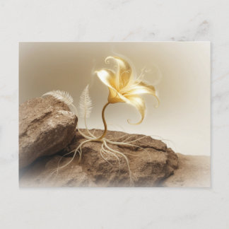 Cartão Postal Goldene Blume auf einem Stein