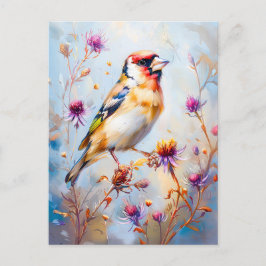 Cartão Postal Goldfinch em Voo, Estilo Impressionista