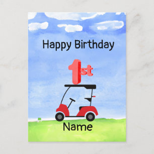 Cartão Postal Golf 1º aniversário golfista de um ano de idade co