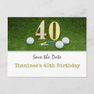 Cartão Postal Golf aniversário de 40 anos Salve a data para o go