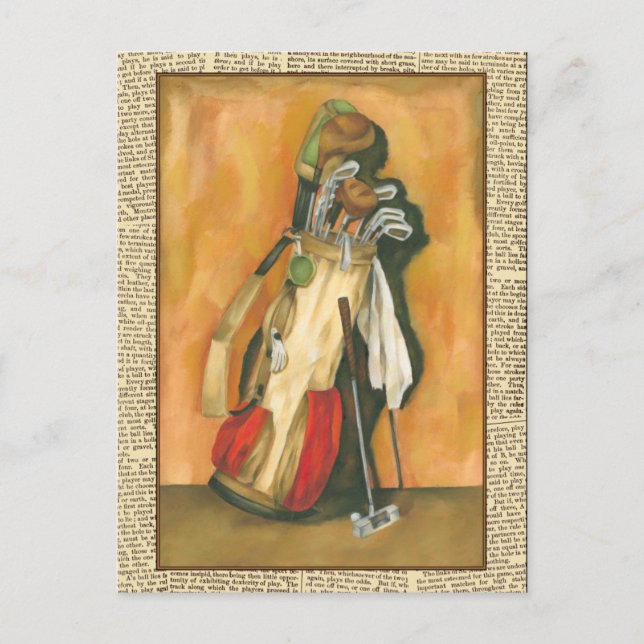 Cartão Postal Golf Bag com Glove por Jennifer Goldberger (Frente)