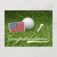 Golf Ball Parabéns com bandeira da América